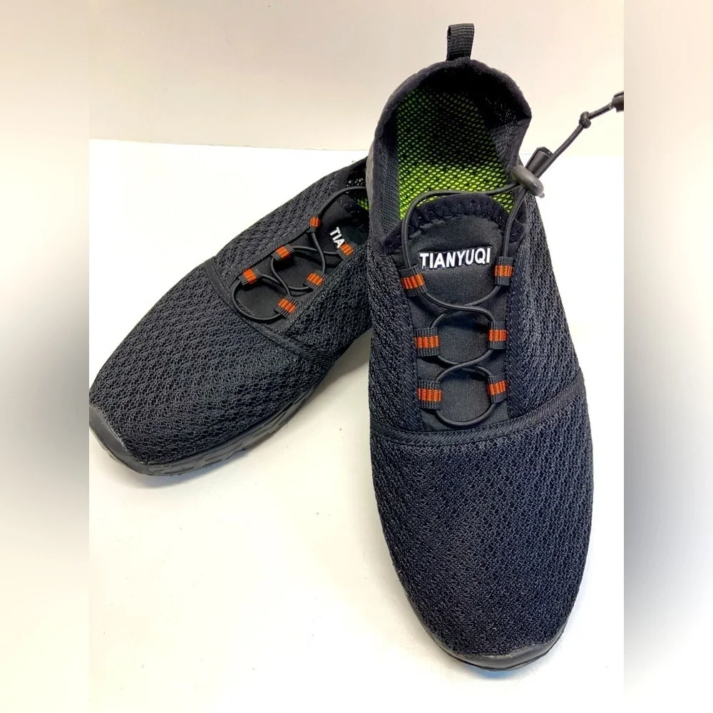 Tianyuqi Men’s Mesh Water Shoes, Size 46 (US 12), Black